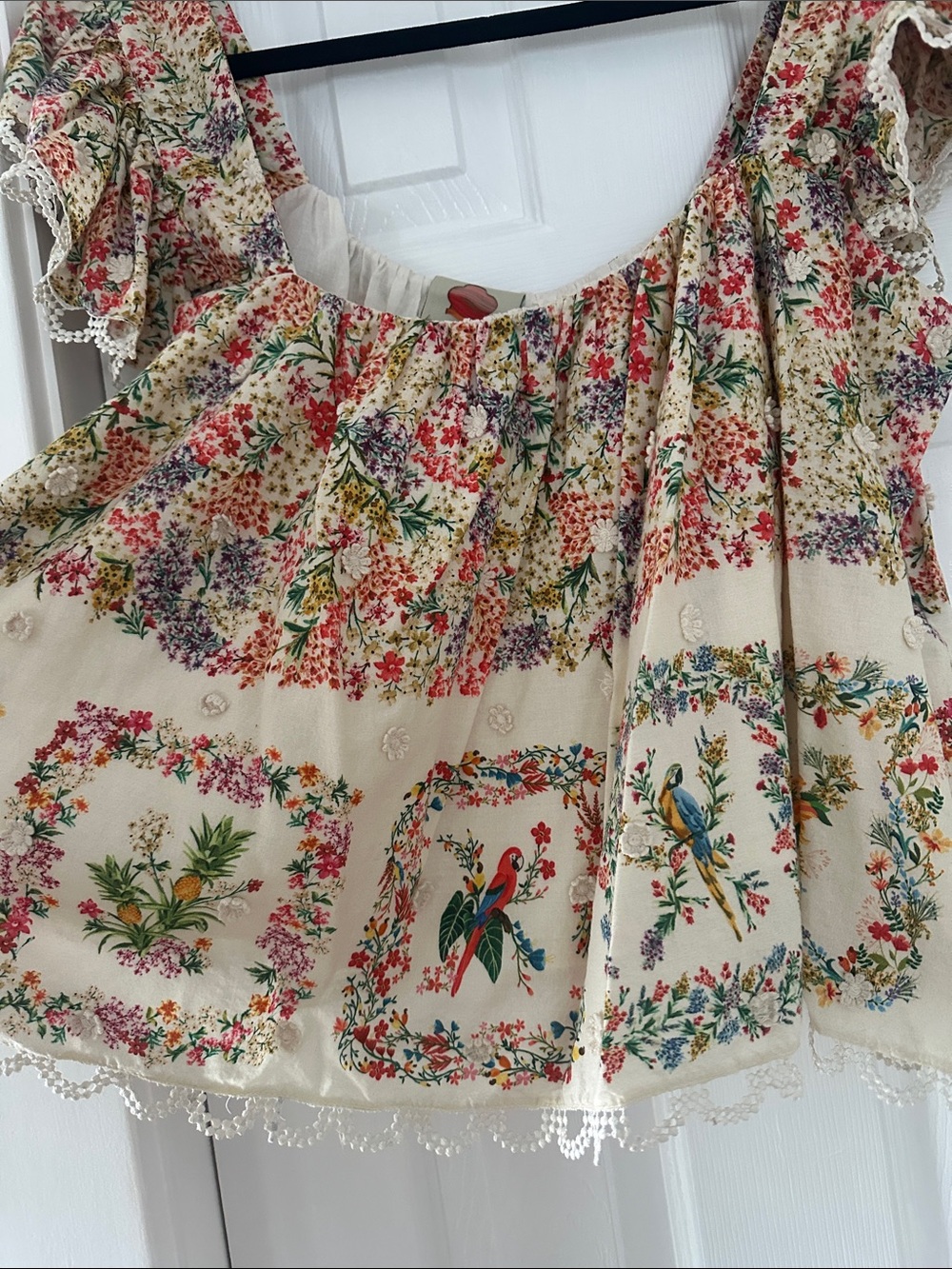 FARM Rio Cream Floral Off-Shoulder Ruffle Blouse - Picture 2 of 2